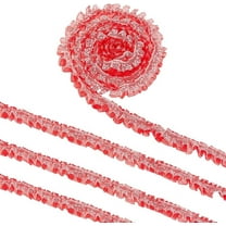 19.7 Yards Red Ruffled Chiffon Tape Ribbon Double Layer Pleated Polyester Lace Trim Mesh Lace Ribbon Pleated Lace Edge Trim Garment Accessories for DIY Craft Sewing Ornaments Gift