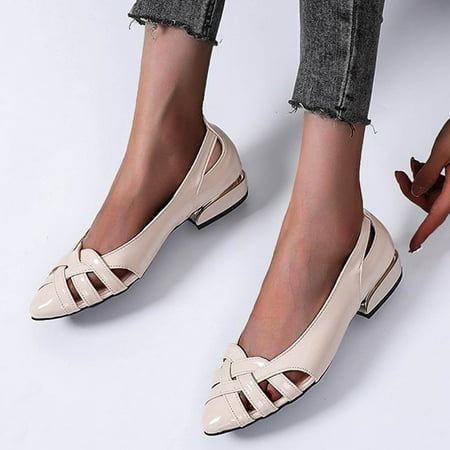 

Women s Fashion Thick Heel Pointed Shallow Muzzle Foot Casual Single Shoes