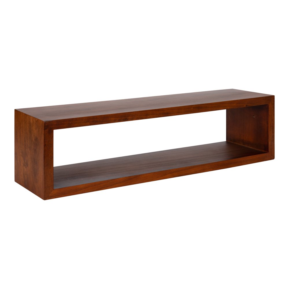 Kate and Laurel Holt Modern Floating Wood Wall Shelf, 30 x 8, Walnut