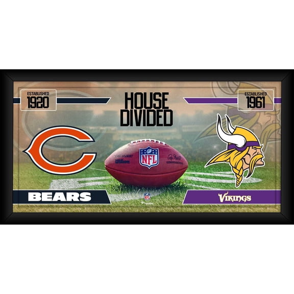 Chicago Bears vs. Minnesota Vikings Framed 10" x 20" House Divided Football Collage