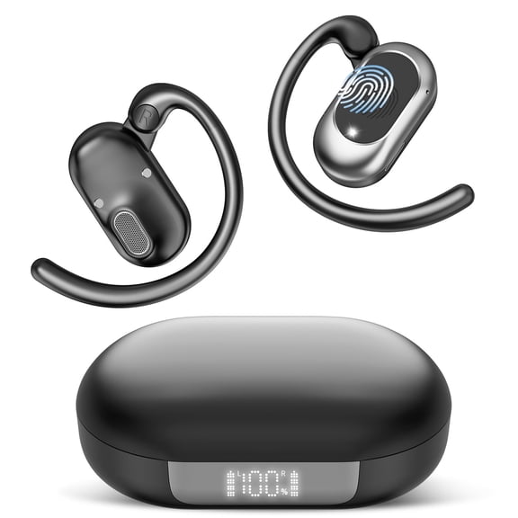 Open Ear Earbuds, Bluetooth 5.4 Headphones, Wireless Earbuds with Ear Hooks,70H HiFi Stereo Open Ear Headphones with Mic, IP7 Waterproof Lightweight Air Conduction Headphones for Workouts and Running