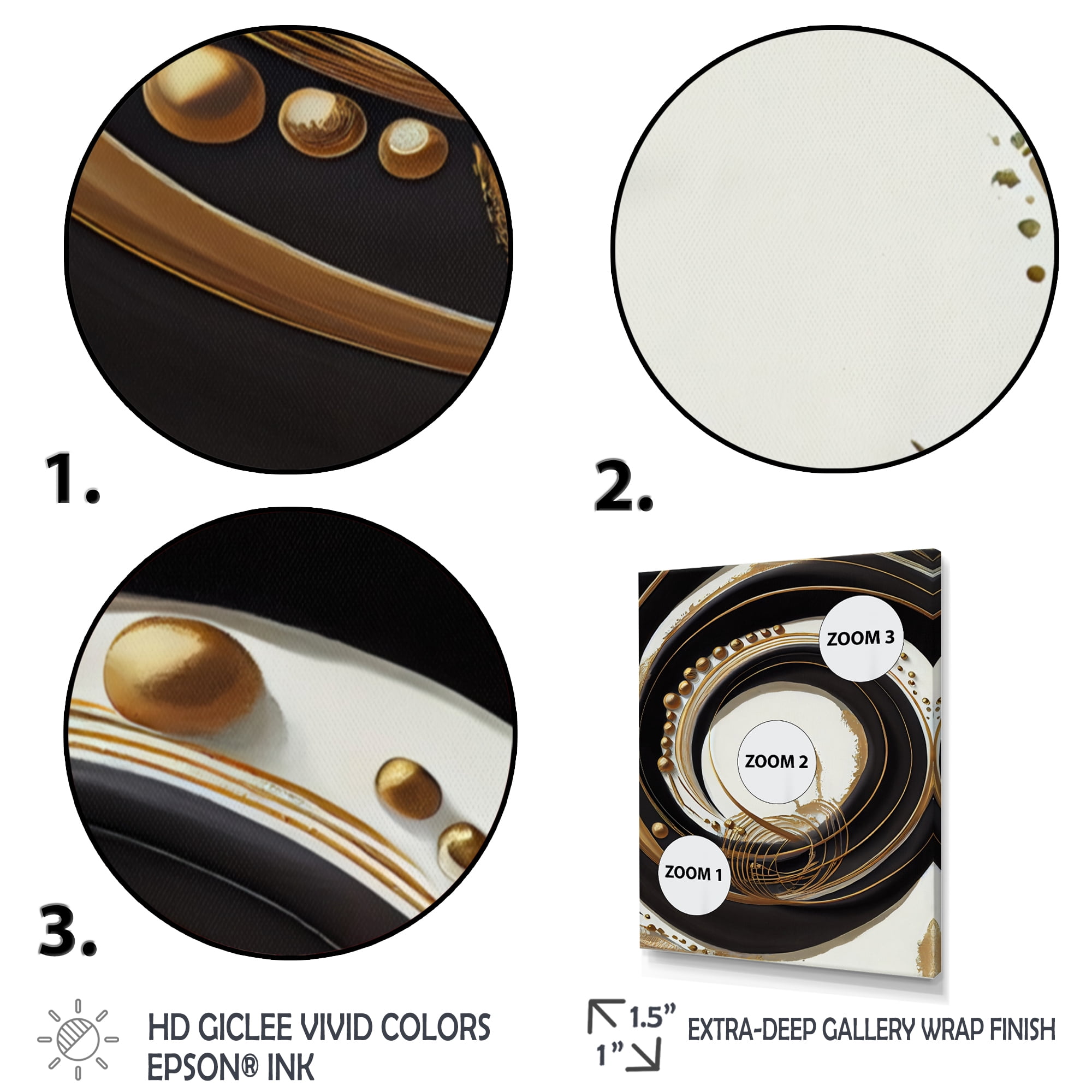 Designart Gold Glamour Circle III Canvas Wall Art