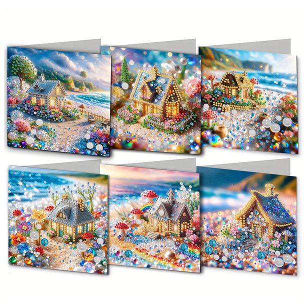 Tarjeta Felicitación Con Pintura Diamantes Deseos Diarios Kit Tarjetas Imitación 6 Uds. Mariposa para Recuerdos Fiestas Navideñas