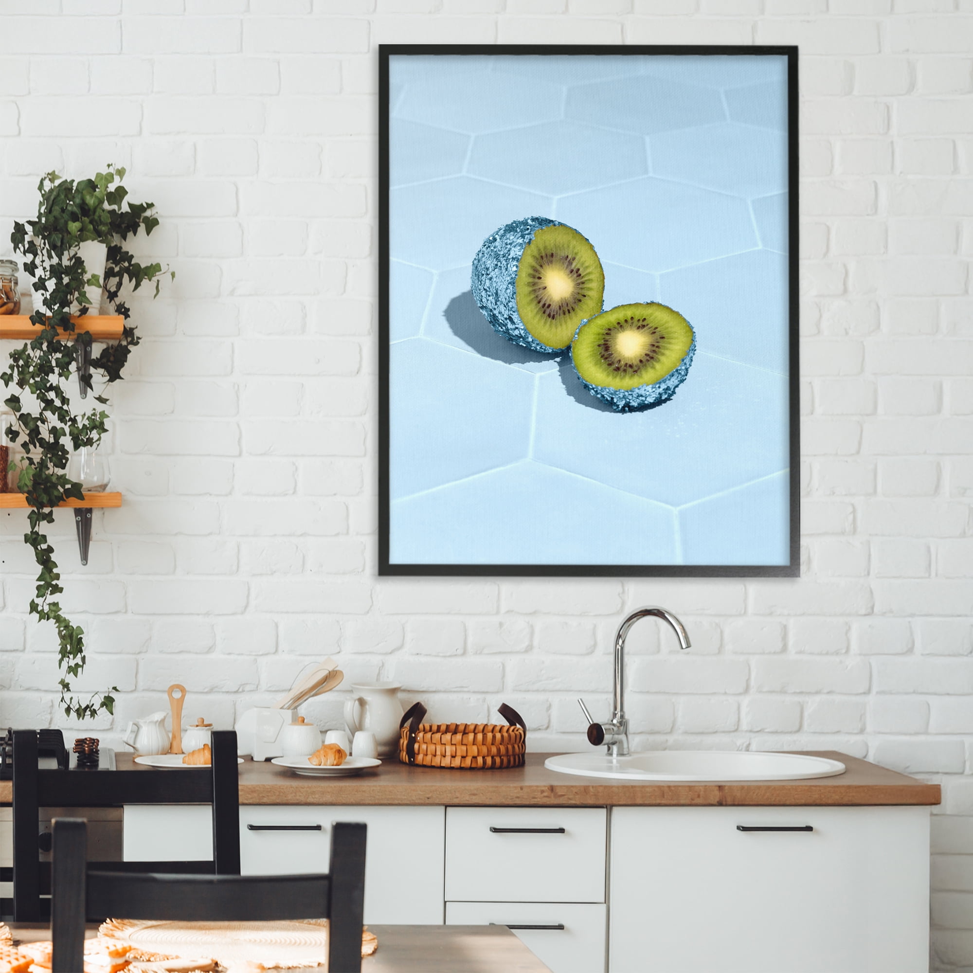 Stupell Industries Blue Glimmer Kiwi Black Framed Giclee Art, design by LISH Creative