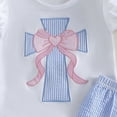 thumbnail image 4 of NOLDARES Toddler Baby Girl Summer Clothes Short Sleeves T-Shirt Tops + Shorts 3 6 9 12 18 24 Months Outfits Set(Blue,12-18 Months), 4 of 7