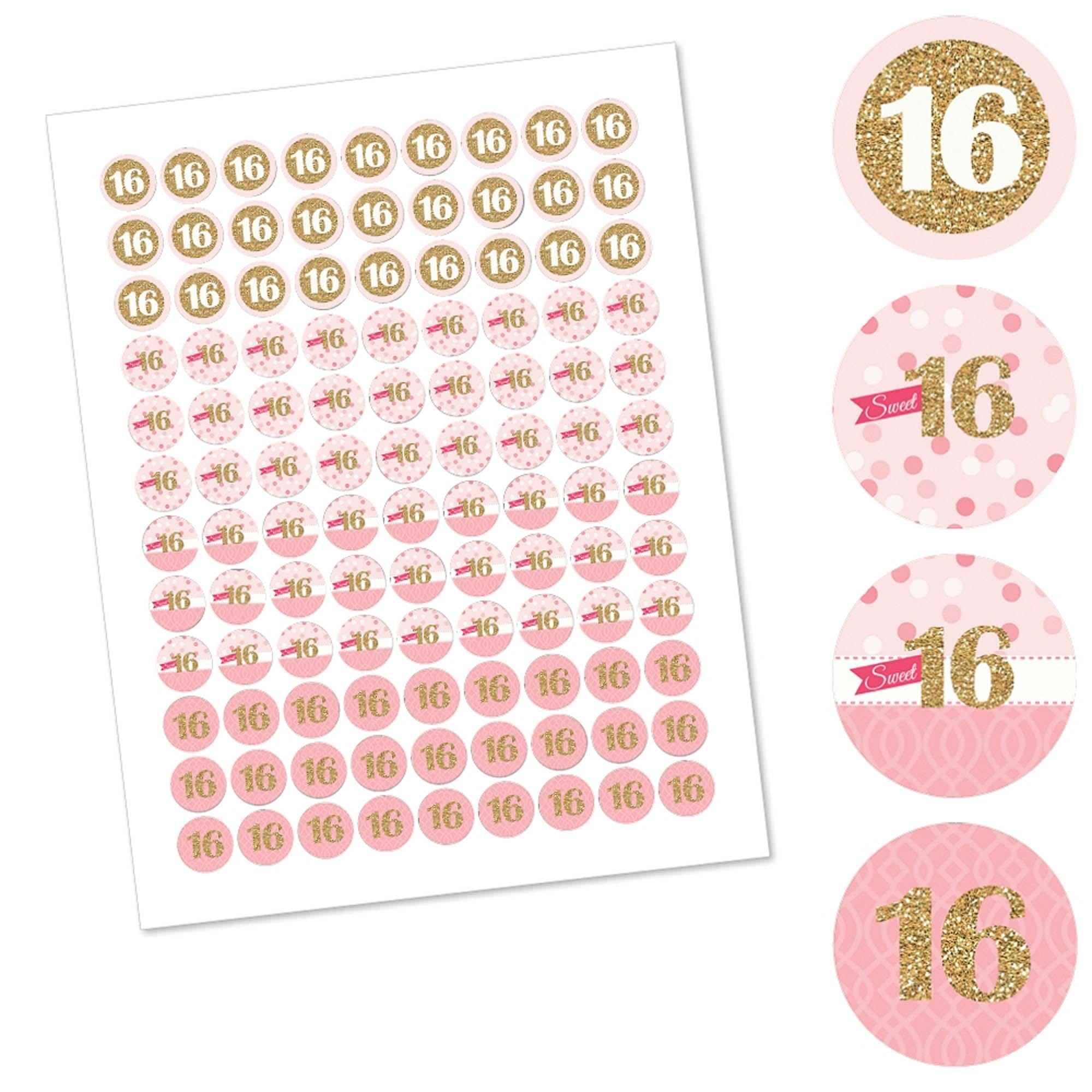 Big Dot of Happiness Sweet 16 - 16th Birthday Party Candy Sticker Favors - Labels Fit Hershey's Kisses 108 Ct