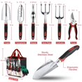thumbnail image 4 of 30 Piece Garden Tools Set, Heavy Duty Stainless Steel Gardening Kit with Vintage Floral Storage Tote Bag, Non-Slip Ergonomic Rubber Handle Gardening Supplies, Durable Gardening Work Accessories, Idea, 4 of 6