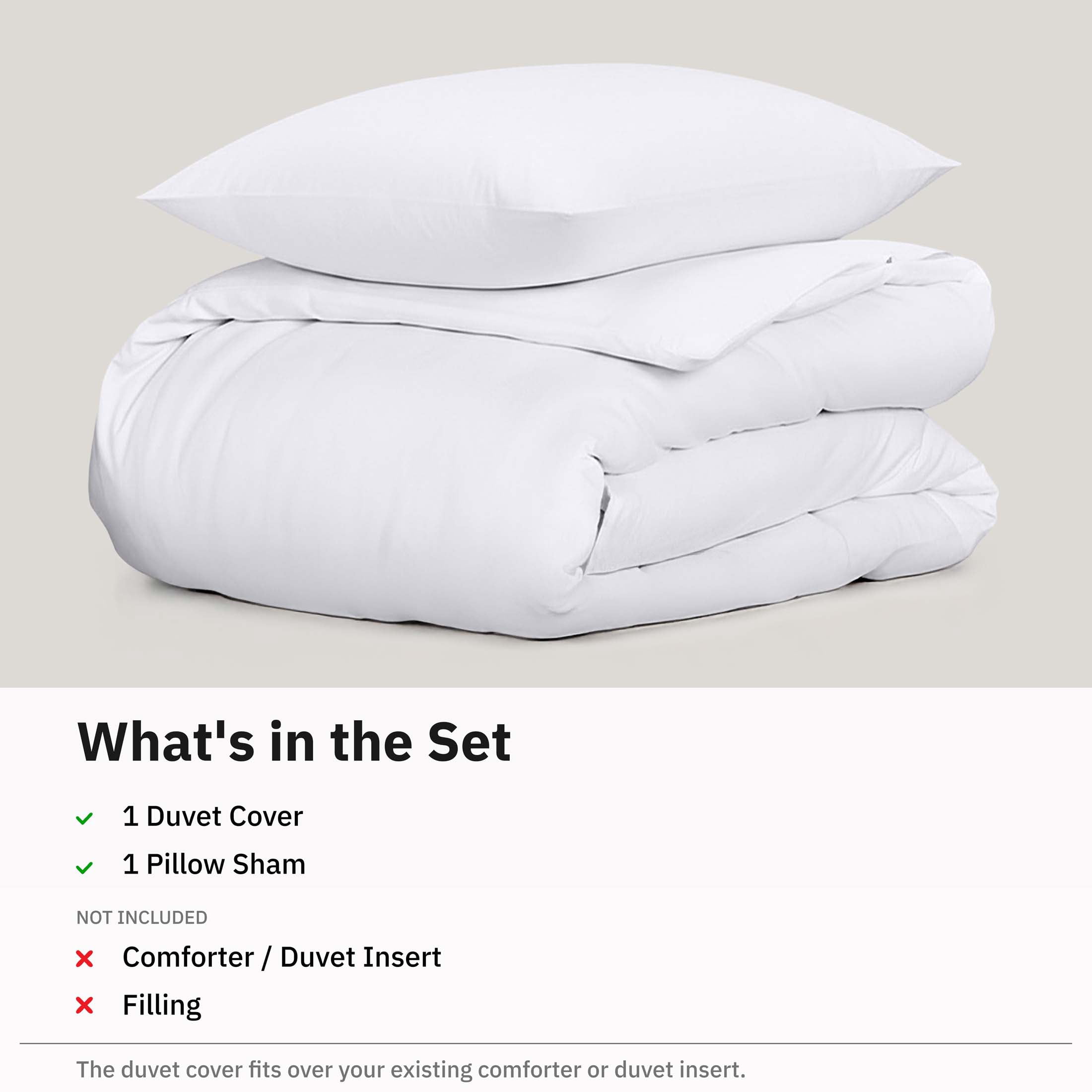 California Design Den 2-Piece Twin XL / Twin Duvet Cover Set - 400 Thread Count 100% Cotton Sateen - White