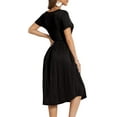 thumbnail image 3 of Aiyino Women's Short Sleeve V-neck Casual Dress Pleated Loose Flowy Midi Dress With Pocket, 3 of 9