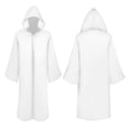 thumbnail image 4 of HuangHuanChen Mens Renaissance Shawl Cape Medieval Samurai Cloak Warrior Ren Faire Men's Oversized Hooded Coat Halloween Cape Men Shawl Collar Lightweight Open Front Drape Kimono Cardigan White XXL, 4 of 4