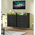 thumbnail image 2 of Tall Dresser with Power Outlets and LED Lights, Wooden 4 Drawer Dresser with Large Organizer, Modern Chest of Drawers Closet for Living Room Bedroom, Black, 2 of 6