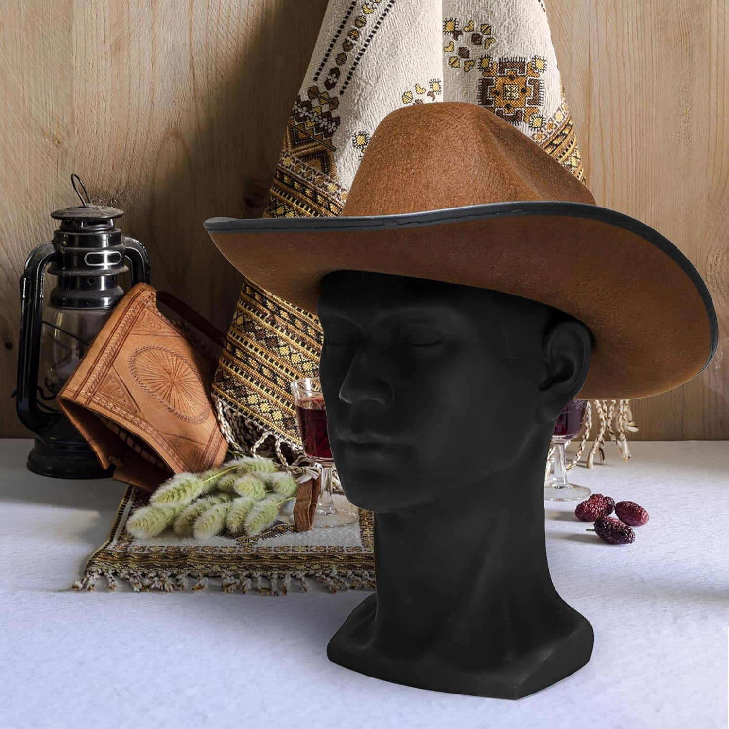 Male Mannequin Head for Hats, PVC Manikin Head with Mount Hole, Professional Display Styling Head for Wigs, Hats, Scarfs, Headphone, Sunglasses, Headdress