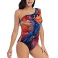 thumbnail image 3 of Gukieu Vibrant Hummingbird Watercolor Art Print One-shoulder Ruffled One-piece Swimsuit with Removable Chest Pads and Tummy-control Swimsuit for Women-X-Large, 3 of 6