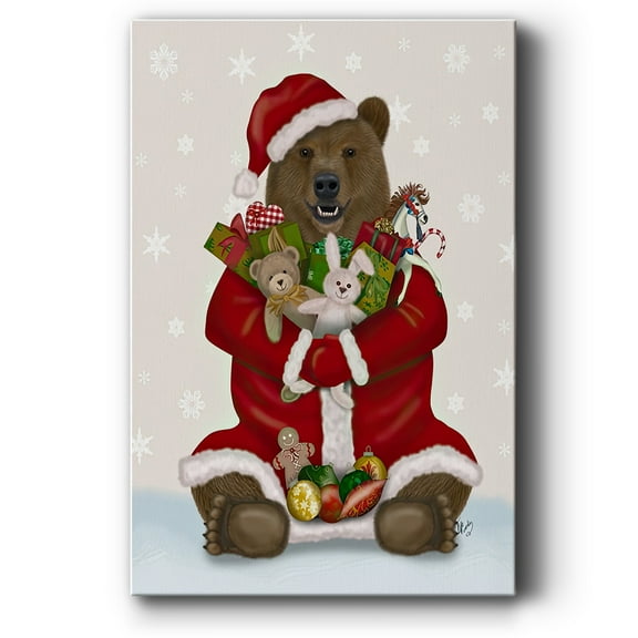 Christmas Christmas Present Bear Hug- Gallery Wrapped Canvas