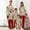 Red, variant on Onlypjs Family Christmas Pajamas Matching Sets for Men, Women and Couples – Cream Holiday Floral & Pine Print Tops with Red Plaid Pants