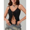 thumbnail image 6 of Yunliwuli Women´s Summer Fitted Camisole Tops Sleeveless V Neck Irregular Ruffle Bustier Tops Tie Up Crop Tops, 6 of 10