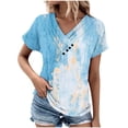 thumbnail image 1 of AherBiu T-Shirts à Manches Courtes pour Femmes Col en V Couleur Dégradée T-Shirt Tunique Confortable à Porter avec des Leggings, 1 of 5