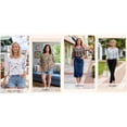 thumbnail image 6 of Fantaslook 3/4 Length Sleeve Womens Tops Dressy Casual Boho Blouses V Neck Pleated Tunic Tops Work Shirts, 6 of 7