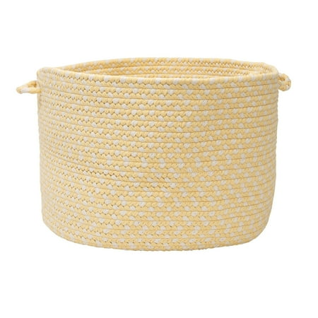 

Colonial Mills 18 Yellow and White Handmade Braided Round Basket