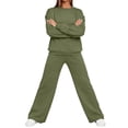 thumbnail image 5 of Women's 2 Piece Casual Outfits Solid Fall Winter Long Sleeve Sweatshirt Tops And Long Pants Set Suits, 5 of 7
