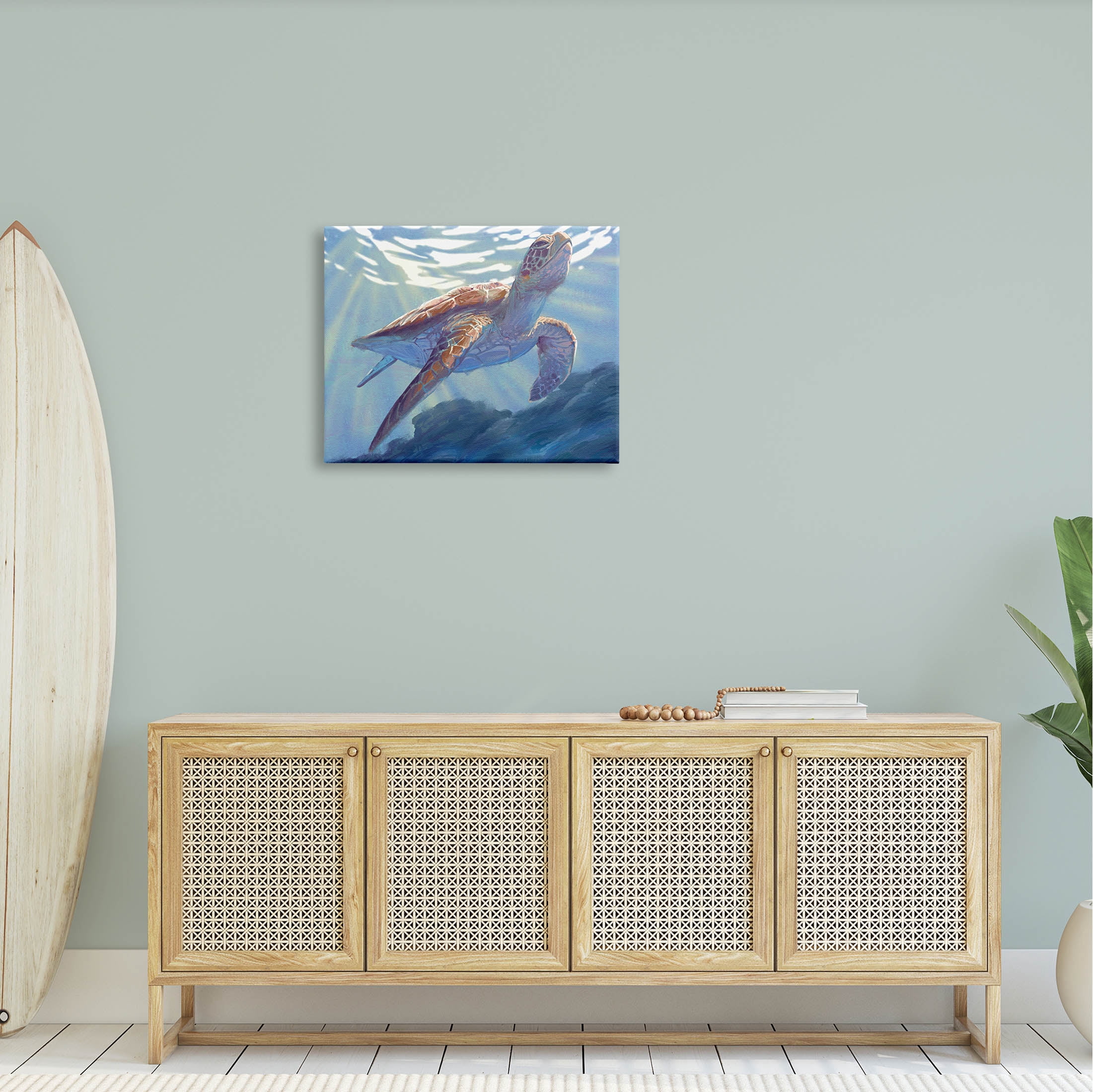 Stupell Industries Deep Ocean Sea Turtle Painting Gallery Wrapped Canvas Print Wall Art, Design by Ziwei Li