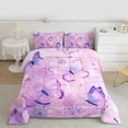 thumbnail image 2 of Homewish Dreamy Butterfly Kids Full Size Comforter Sets, Blossoms Flower Floral Bedding Comforter Set, Artwork Watercolor Reversible Bedding Sets, Luxury Bedroom Decor, 3 Pieces, 2 of 8