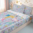 thumbnail image 3 of meiyoeat Cute Unicorn J Initial Zipper Comforter Set with Fitted Sheet and 2 Pillowcases for Kids, Cartoon Monogram Zipper Bedding Set, Blue Multicolor, Colorful Star Reversible, 3-Piece, 3 of 6