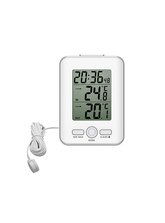 Wired Digital Temperature Sensor Probe Thermometer Indoor Outdoor LCD Meter Alarm Snooze Clock New