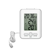 Wired Digital Temperature Sensor Probe Thermometer Indoor Outdoor LCD Meter Alarm Snooze Clock