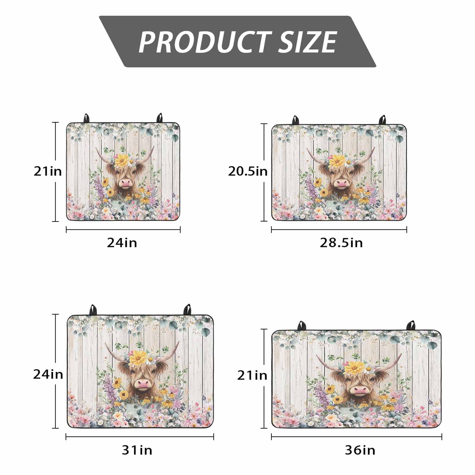 Spring Cow Floral Stove Top Cover for Electric Stove, Heat-proof & Non Slip Glass Top Stove Cover Protector, Green Eucalyptus Leaves Grey Wooden Kitchen Flat Cooktop Rubber Mat 24x21 Inches