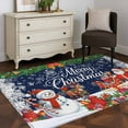 thumbnail image 3 of Navy Blue Christmas Area Rugs 4'x6', Washable Small Throw Rugs for Office Bathroom, Xmas Snowman Santa Elk Winter Snowflake Indoor Outdoor Rug Non-Slip Low Pile Carpet Runner Reversible Floor Mats, 3 of 8