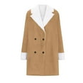 thumbnail image 4 of WCMZJ Winter Coats for Women 2024 Trendy Warm Sherpa Fleece Lined Jackets Plus Size Parka Faux Suede Pea Coat Outerwear Khaki M, 4 of 6