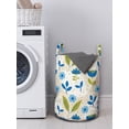 thumbnail image 3 of Floral Laundry Bag, Digitally Generated Geometric Flower and Leaves, Hamper Basket with Handles Drawstring Closure for Laundromats, 13" x 19", Eggshell Olive Green, by Ambesonne, 3 of 4