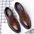 thumbnail image 5 of Men's Business Leather Dress Shoes Formal Pointed Toe Lace Up Flat Oxford Shoes Comfortable Non Slip Walking Shoes Brown Size 10.5, 5 of 6