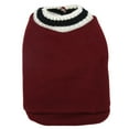 thumbnail image 1 of Chaleco de punto para mascotas, cuello en V, estilo universitario, para otoño e invierno, para gatos, perros, conejos, chinchillas, color rojo vino, talla M, 1 of 14