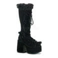 thumbnail image 2 of Demonia Women's Platform Suede Rabbit Fur Lace Up Gogo Boots, 5" Heel Black, Size 8, 2 of 2