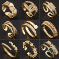 thumbnail image 2 of Anillos de acero inoxidable para mujer, anillo de circonita cúbica chapada en oro, tendencia de lujo, moda coreana, joyería estética, 2023, 2 of 4