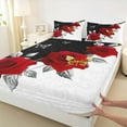 thumbnail image 3 of Homewish Boys Girls Chic Floral Red Rose Twin Sheet Sets 3pcs,Happy Valentine'S Day Twin Fitted Sheet Microfiber,Romantic Couple Lover Butterflies Breathable Flat Sheet,Ultra Soft Home Decor, 3 of 7