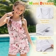 thumbnail image 6 of Xoenoiee Butterfly Cherry Blossom Print Girls Swimsuit 2 Piece Girls Tankini Swimsuit Swim Shorts Girl Bathing Suit Swimwear with Removable Pads, 6-7 Years, 6 of 7