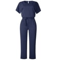 thumbnail image 5 of Giftesty Women Short Sleeve Playsuit Clubwear Straight Leg Jumpsuit With Belt, 5 of 9