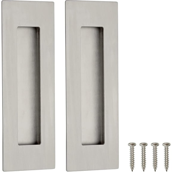 6 Inch Recessed Finger Flush Pulls for Pocket and Sliding Barn Doors, Brushed Stainless Steel Rectangular Door Pulls Hardware(2 Pack)