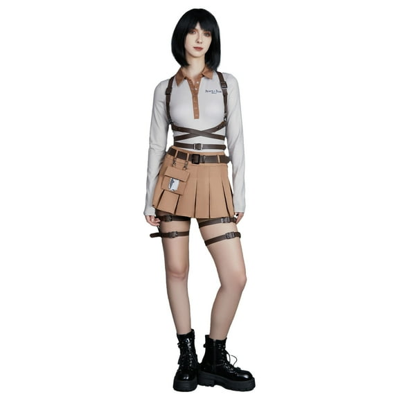 [Official Licensed] Attack on Titan Survey Corps Polo Shirt Bodysuit And Skirt Costume, M