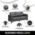 thumbnail image 5 of DHP Brodie 75.5" Upholstered Sofa with Pillow Arms, Charcoal Faux Leather, 5 of 18