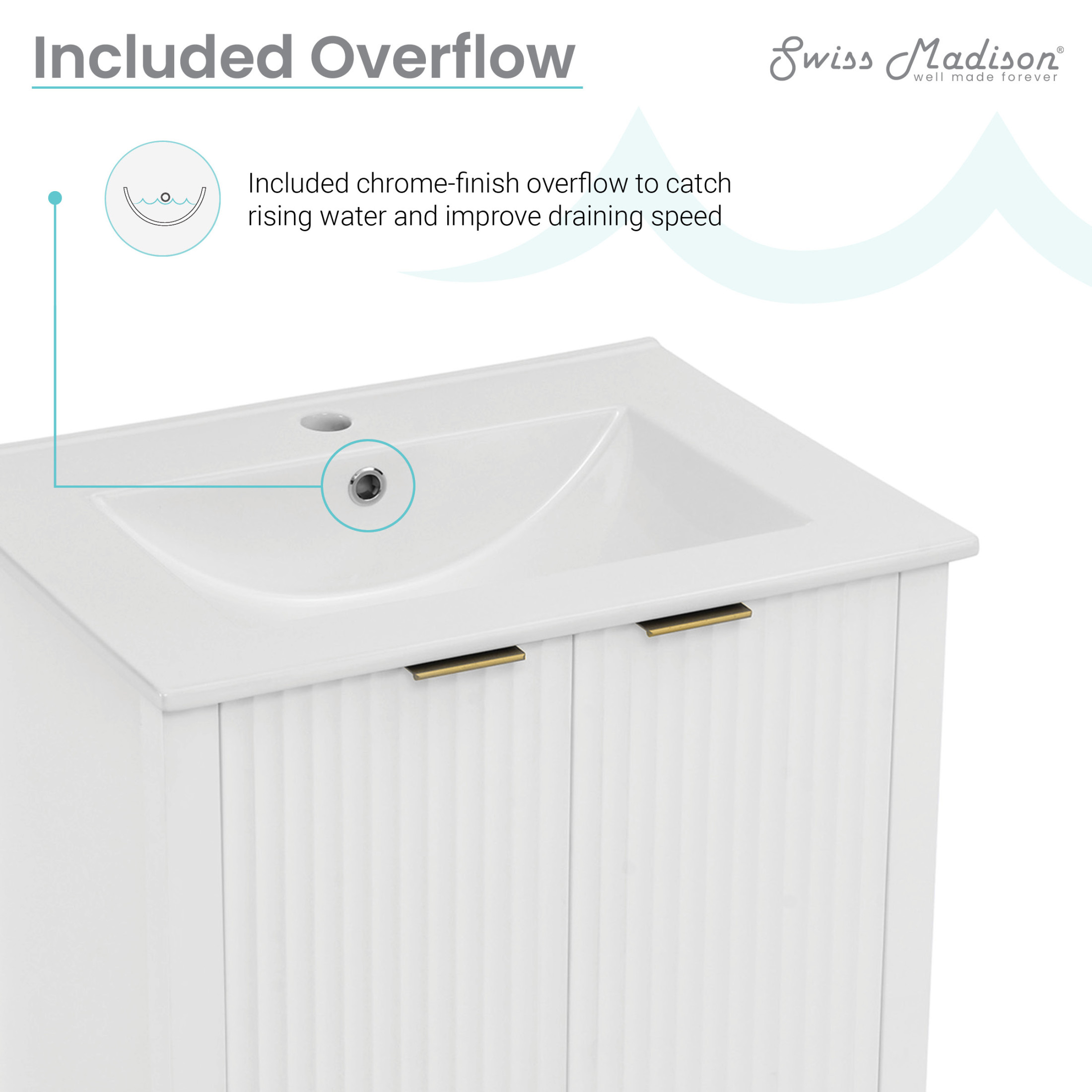 Bastille 24" Freestanding Bathroom Vanity in White with Sink Top