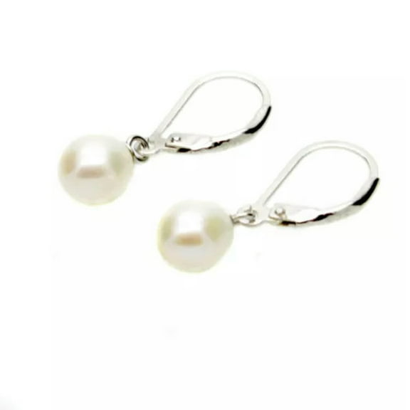 K-KED Leverback 6-7mm Pearl Drop Earrings Freshwater Cultured Pearls Gift-White