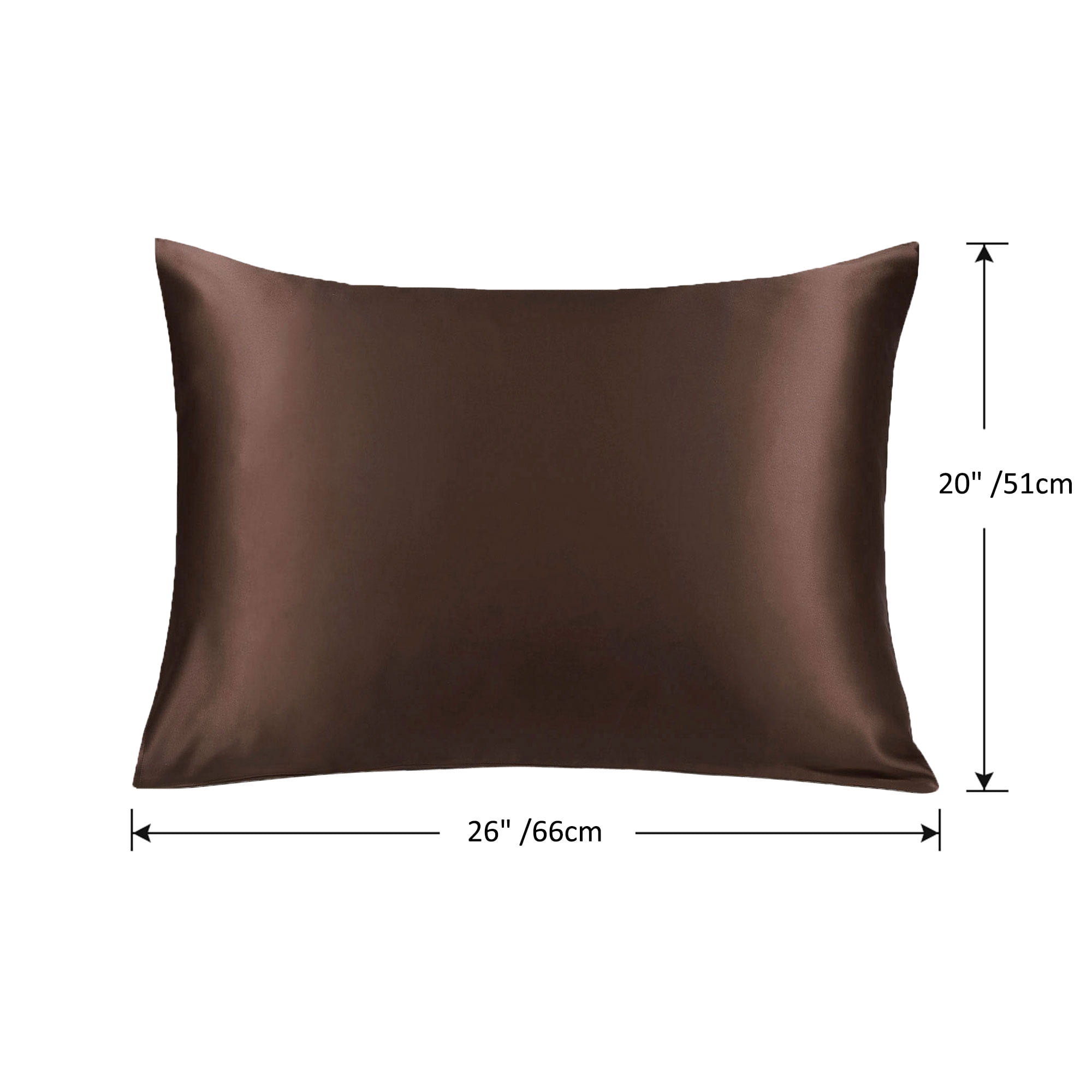 PiccoCasa 1 Pc 19 Momme Silk Pillowcase with Hidden Zipper Standard/Queen Brown