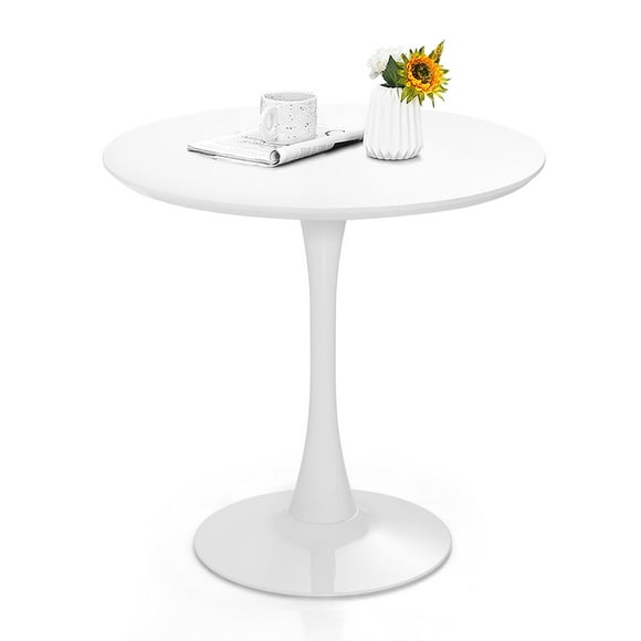 Gymax 32'' Modern Tulip Kitchen Table Round Dining Table w/ MDF Top & Metal Pedestal Base