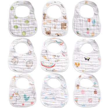 Muslin Drool Bibs for Boys Girls 9 Pack, Adjustable Baby Bibs for Drooling and Teething, Soft Cotton Baby Bandana Bibs for Newborn Feeding Essentials