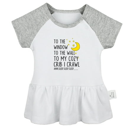 

To The Window To The Wall To My Cozy Crib I Crawl Funny Dresses For Baby Newborn Babies Skirts Infant Princess Dress 0-24M Kids Graphic Clothes (Gray Raglan Dresses 6-12 Months)
