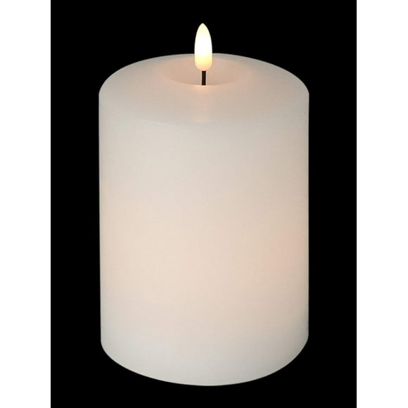 GenSwin 4â€ x 6.5â€ Flameless Flickering LED Candles Battery Operated with 6H Timer, Warm Light Real Wax Pillar Votive 3D Wick Candles, Perfect for Party/Wedding/Home Decor(White)